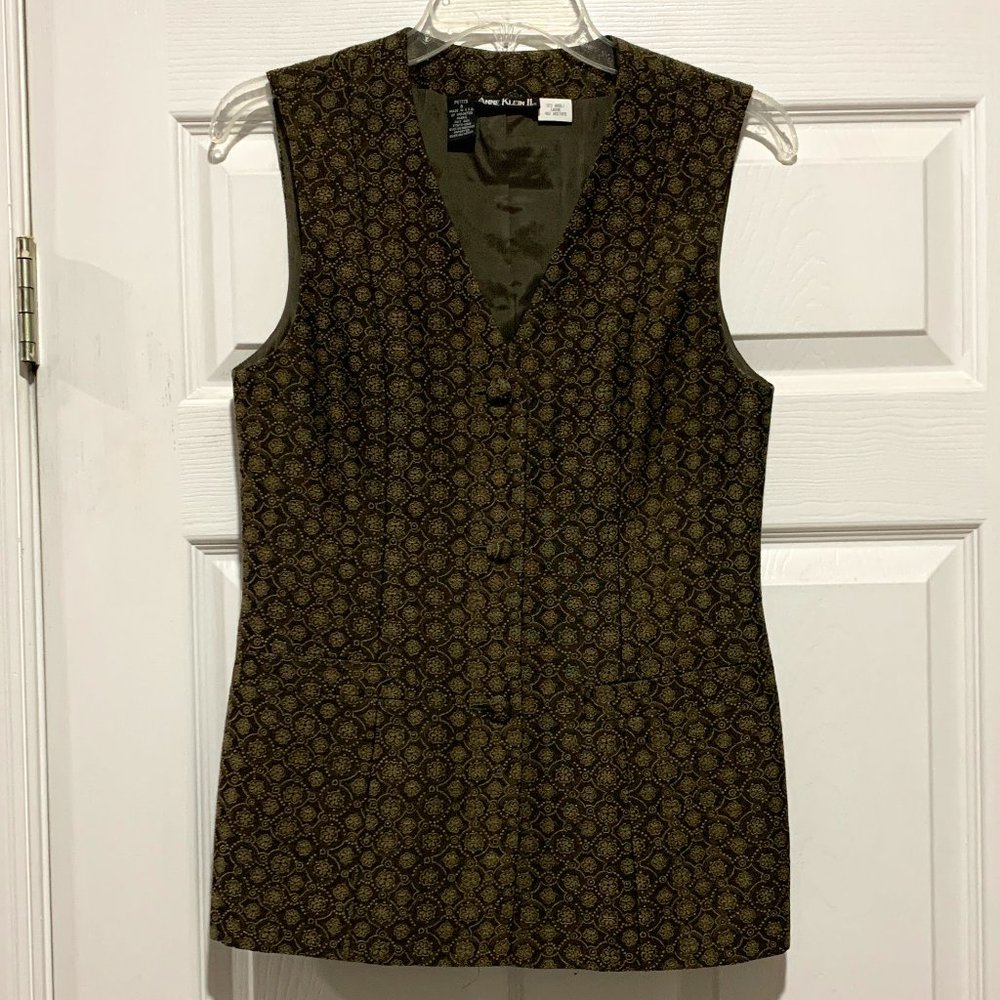 Anne Klein II Petite Vintage Vest in Olive and Gold
